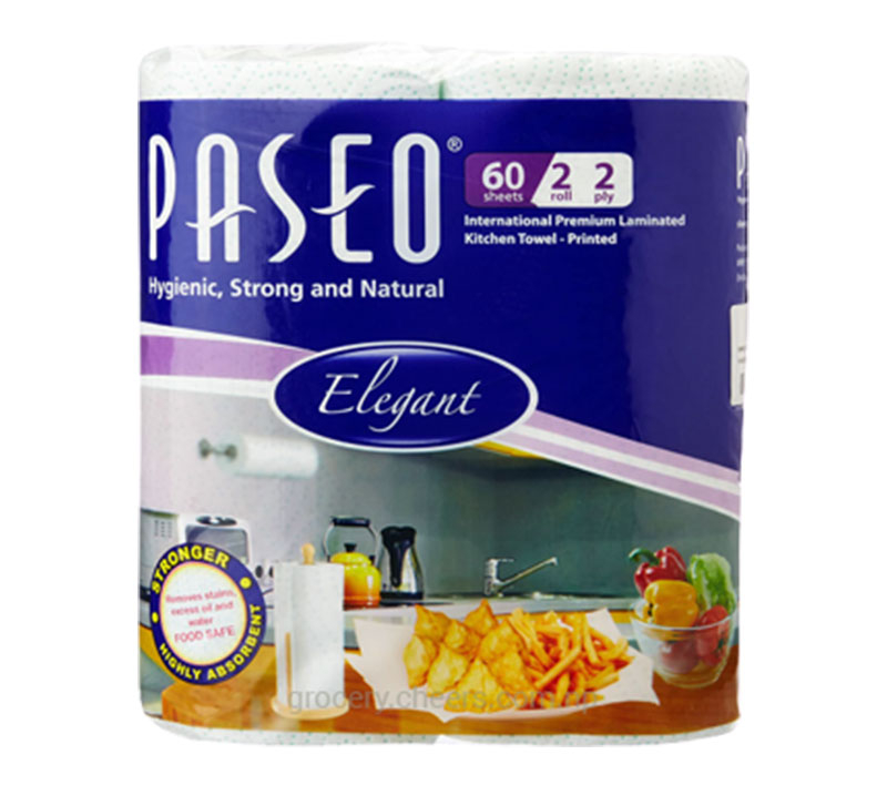 Paseo Kitchen Roll 60s 2Ply 2 Rolls Embossed Printed, Laminated 25041102