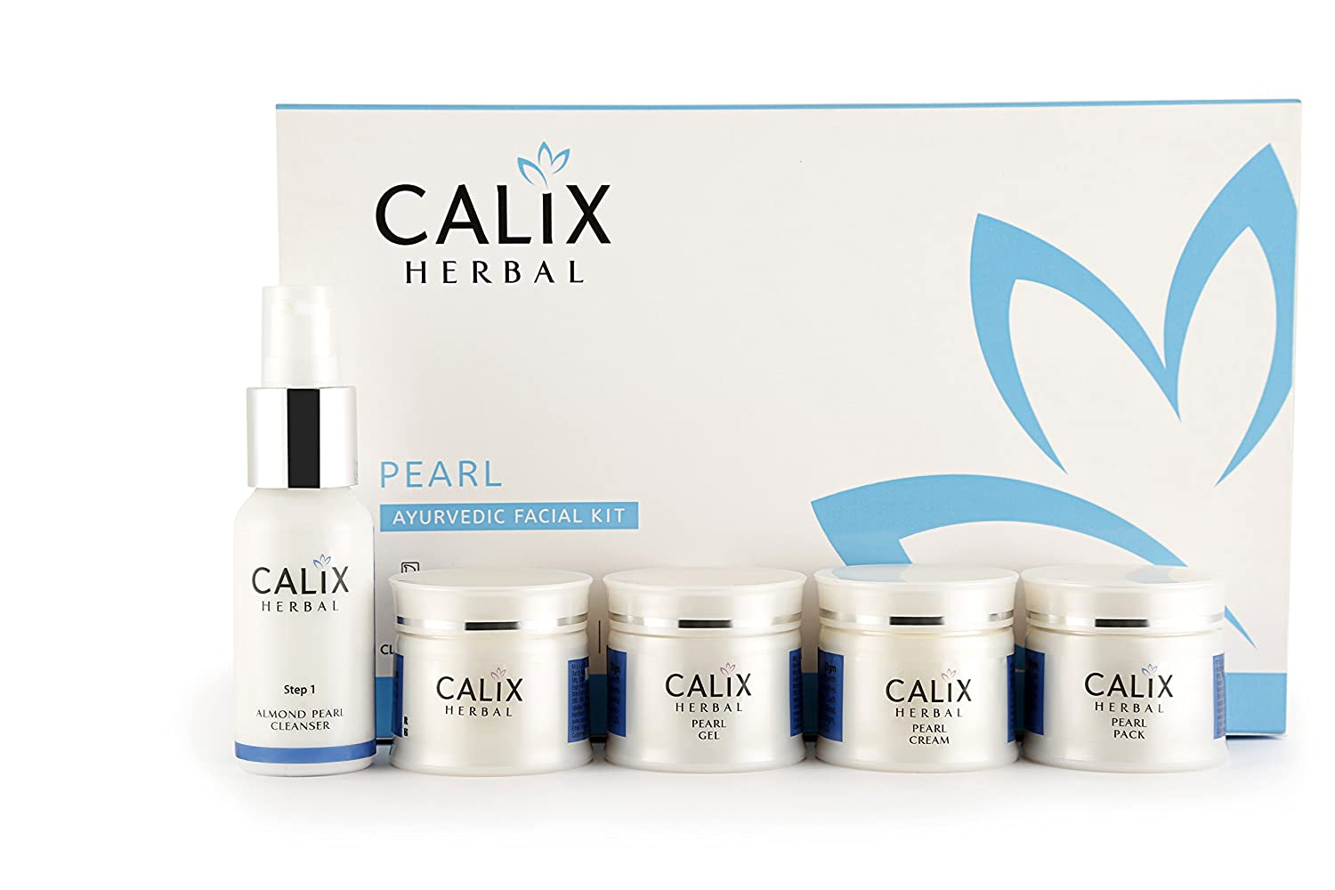 Calix Herbal Pearl Ayurvedic Facial Kit Multi Targeted Brightening Enhancer Enriched with Pearl and Wheat Germ, 260 gm