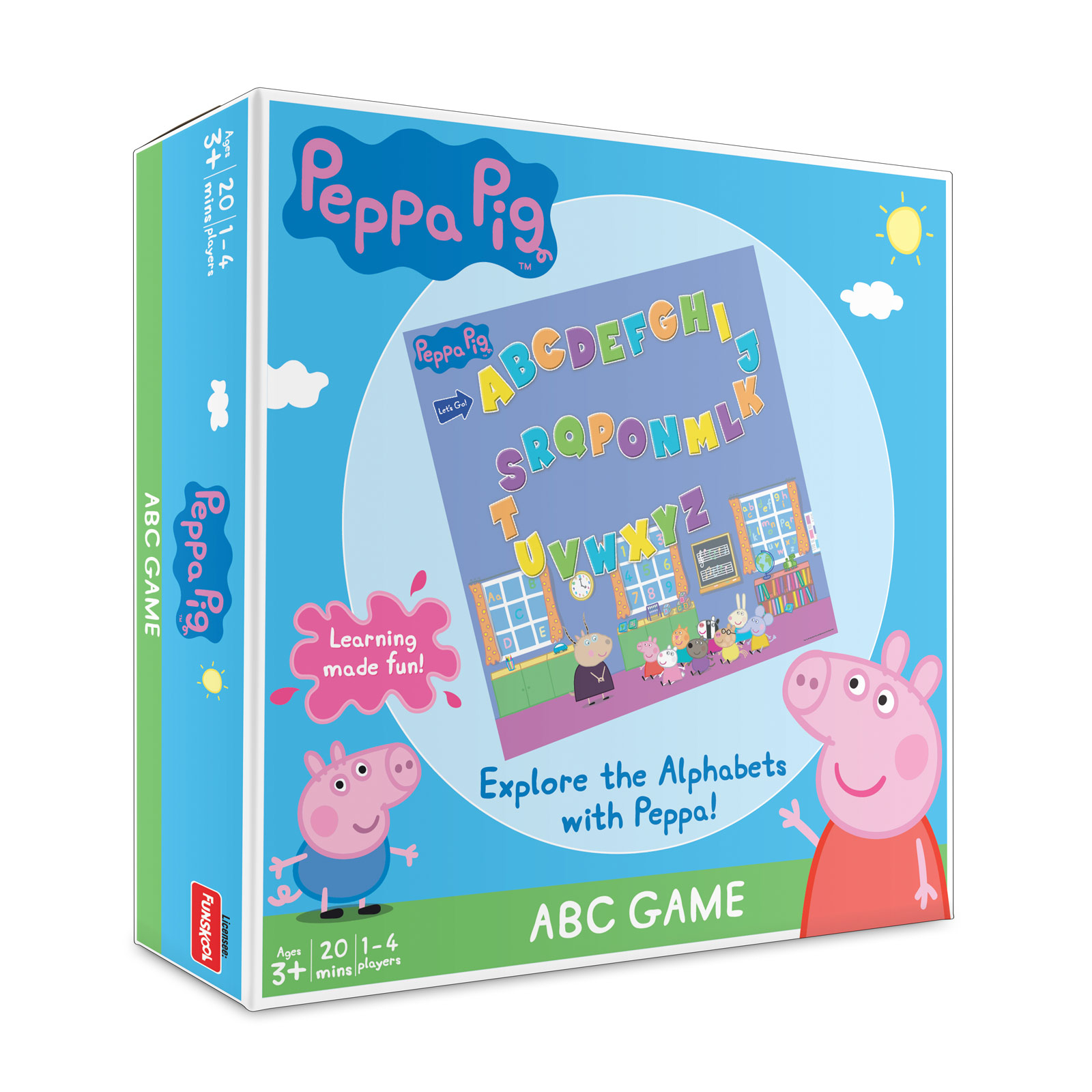 Funskool Peppa Pig - ABC Game, Educational Game, Counting, Letter Recognition and Matching Skills, 1 - 4 Players, 3 & Above