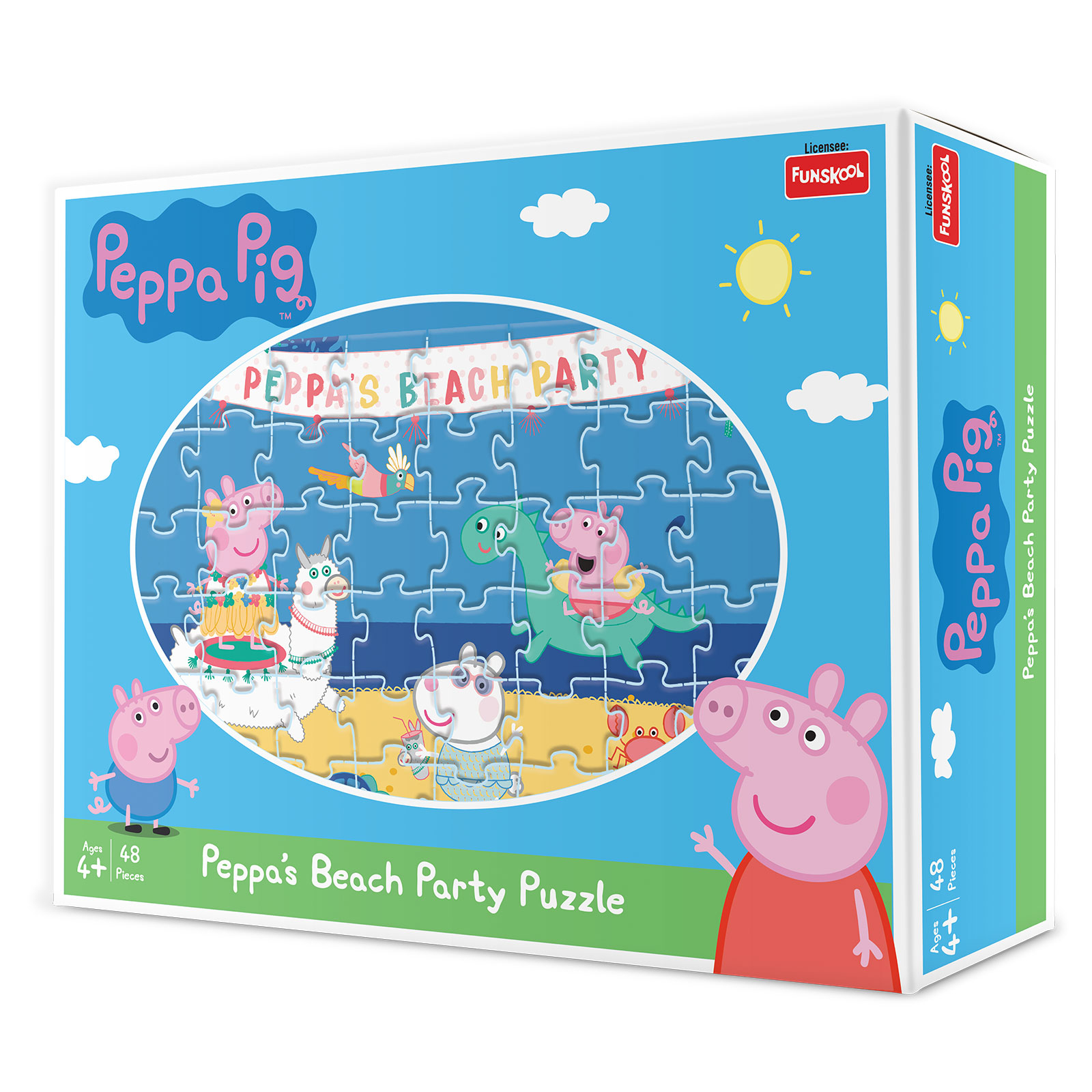 Funskool Peppas Beach Party,Educational,48 Pieces,Puzzle,for 3 Year Old Kids and Above,Toy, Multicolor