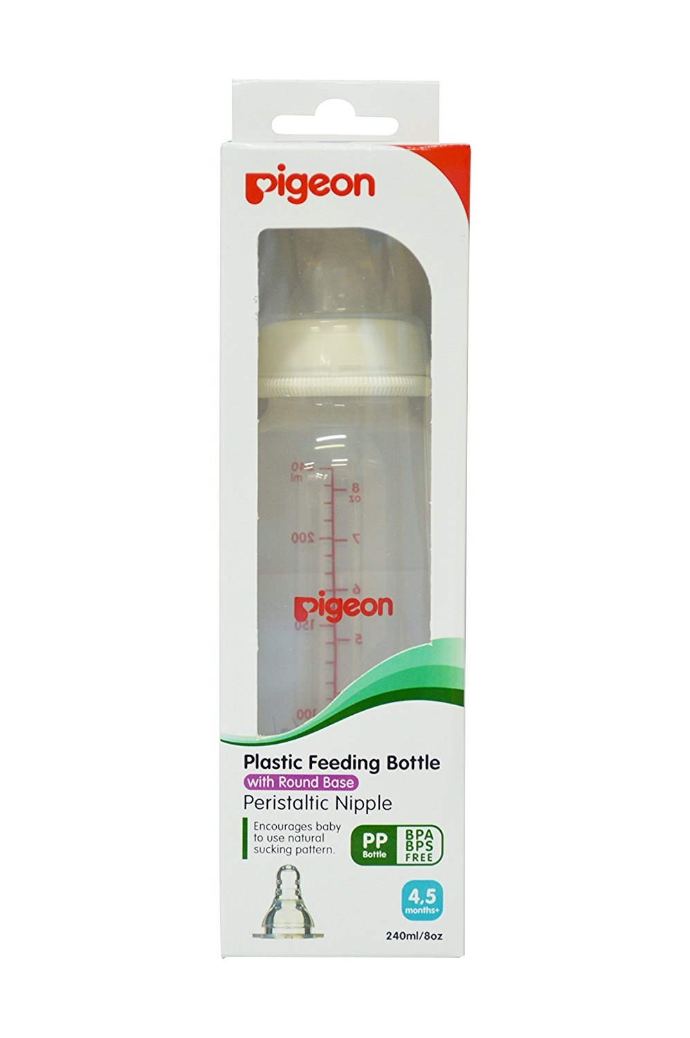 Pigeon Peristaltic Nursing Bottle Rpp Nipple M - 240 ml (WHITE) 88019