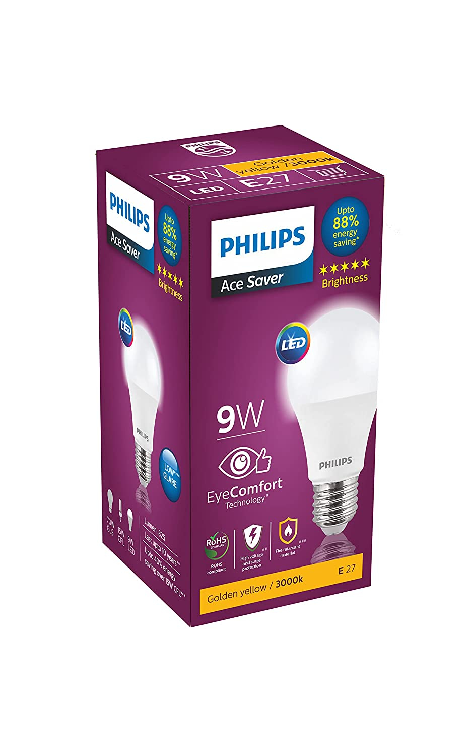 Philips AceSaver 9W 825lm WW/CDL B22/E27  A60