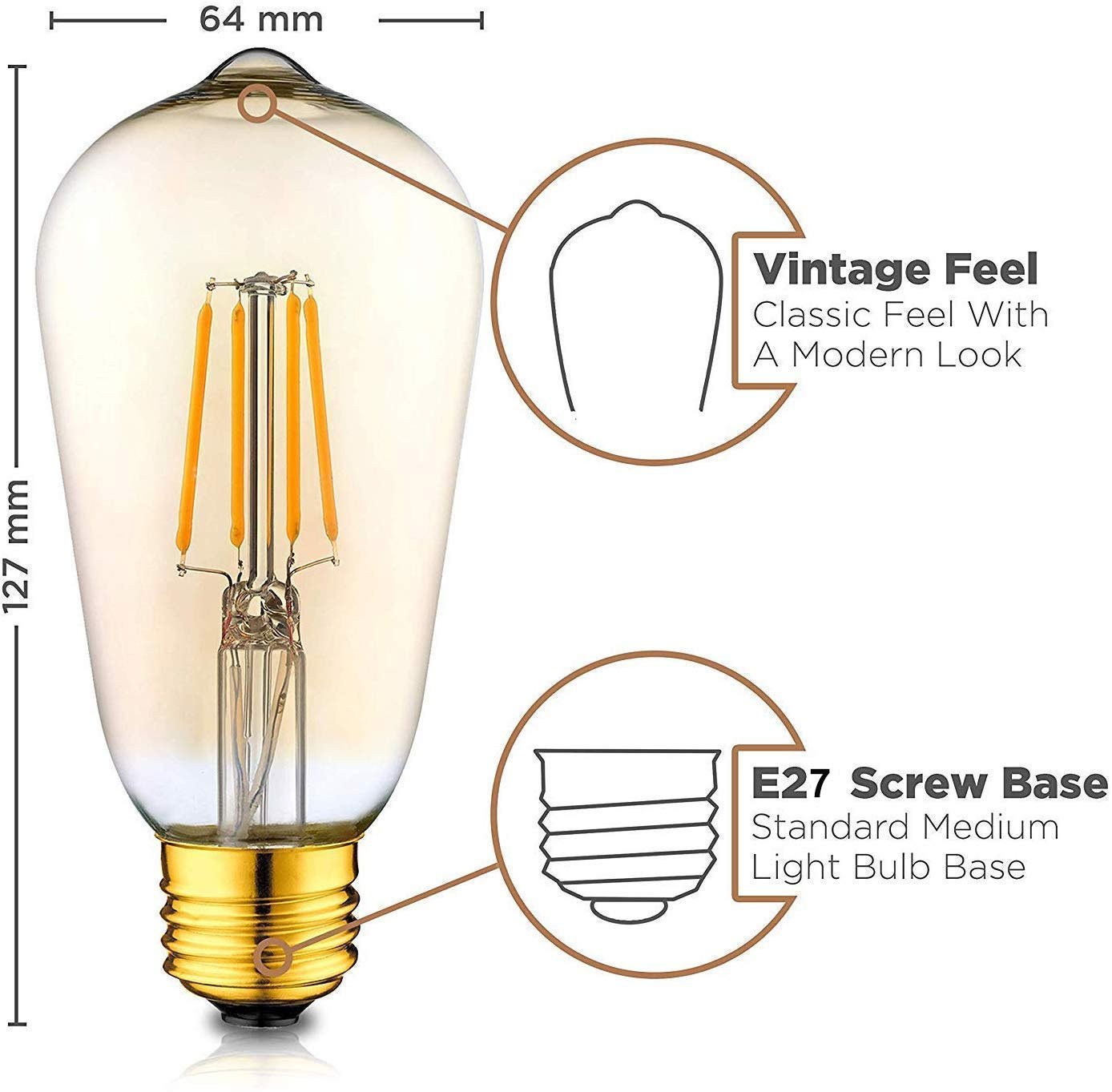 Philips Filament LED 4W ST64 E27 (Amber)