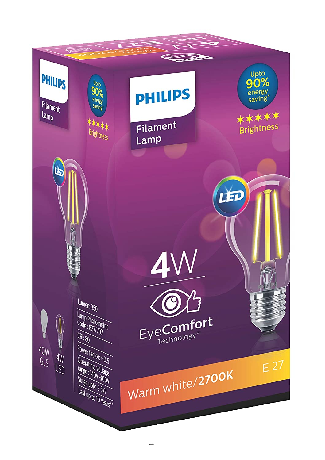Philips Led 4 W A60 Filament Bulb
