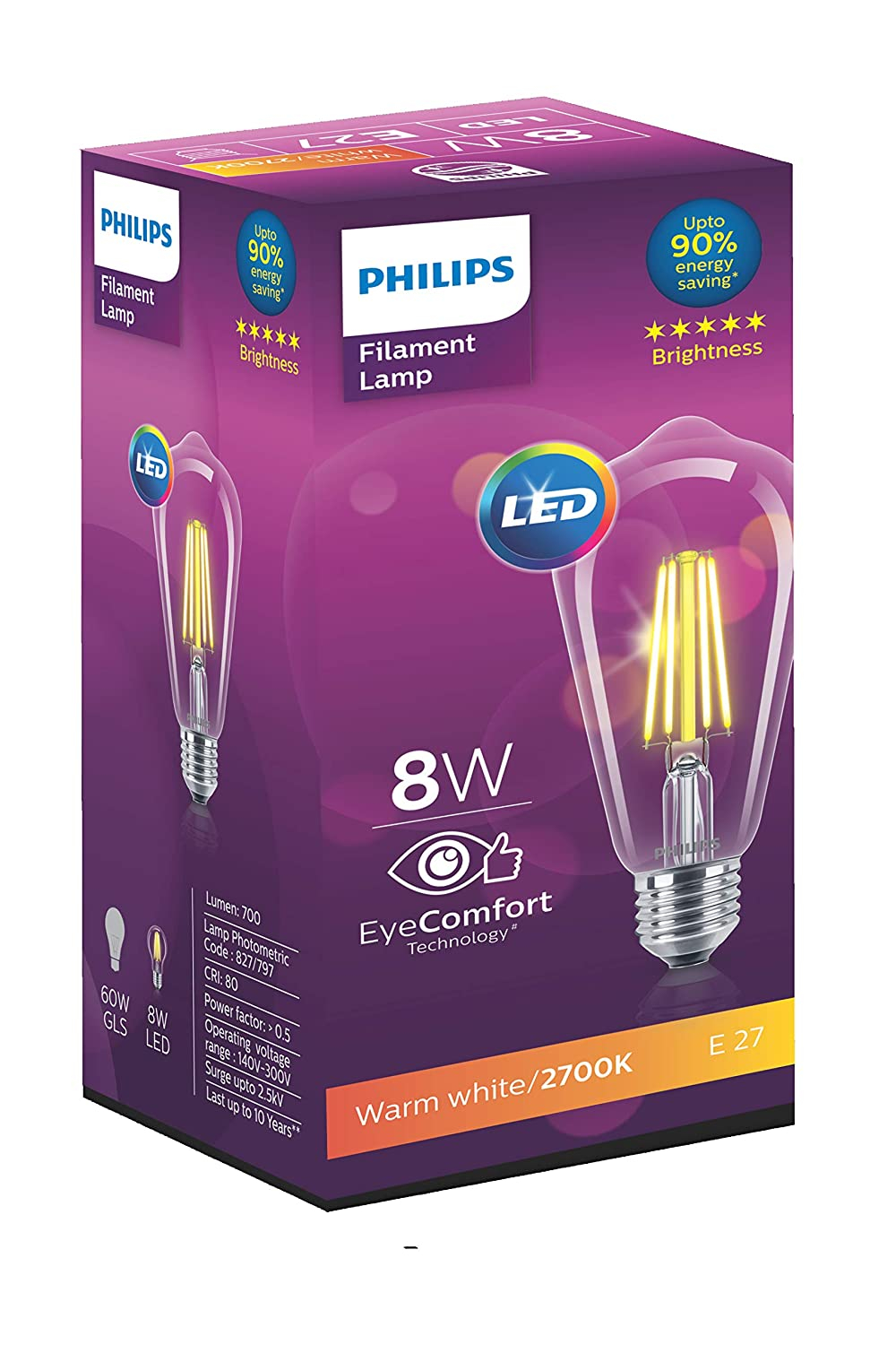 Philips Led 8 W St64 Filament Bulb