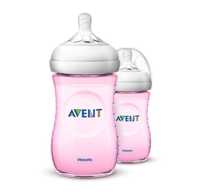 Philips Avent Natural II Baby Bottle 260ML/9OZ Twin Pack Pink SCF694/23