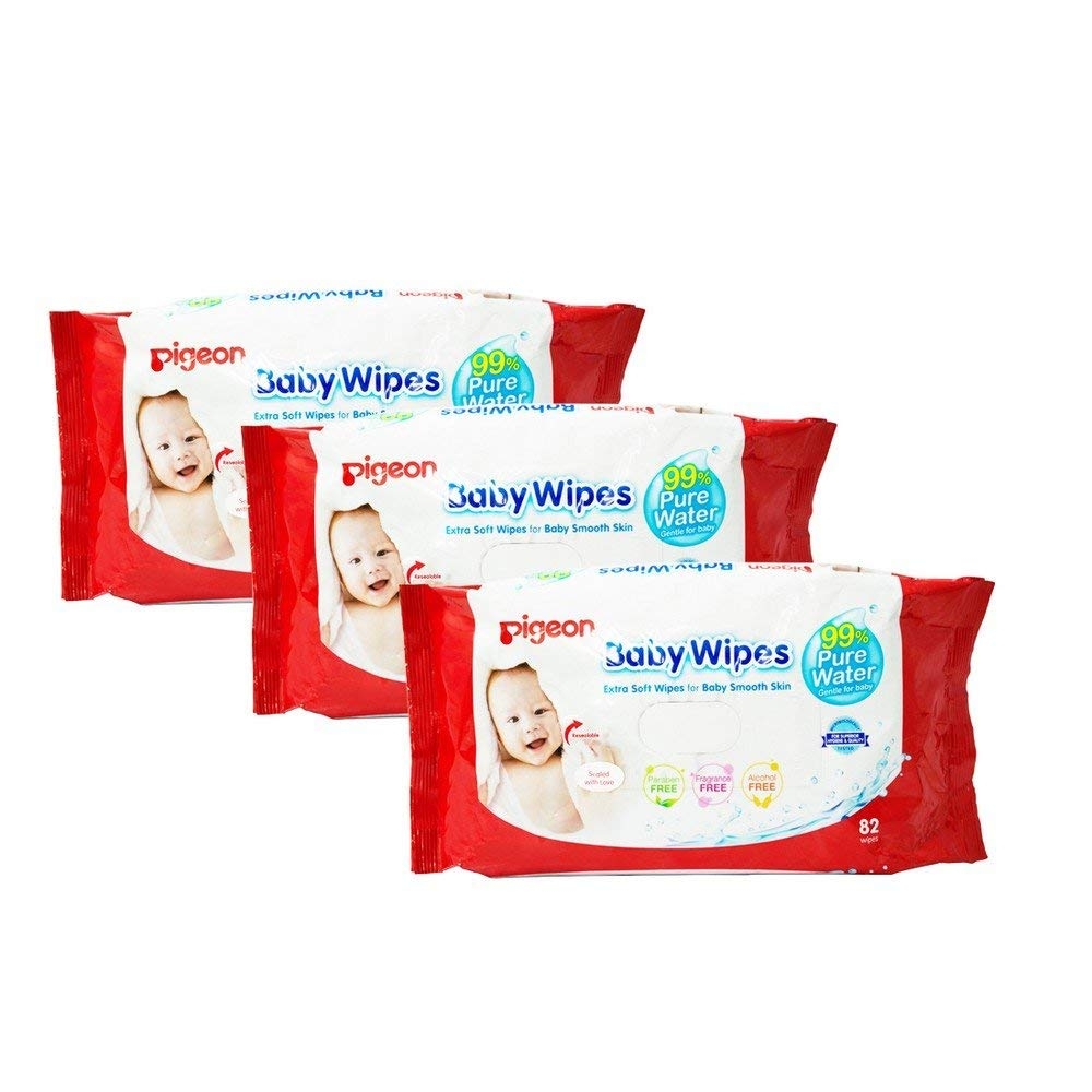 Pigeon Baby Wipes 82 Sheets Water Base 3 In 1 Bag
