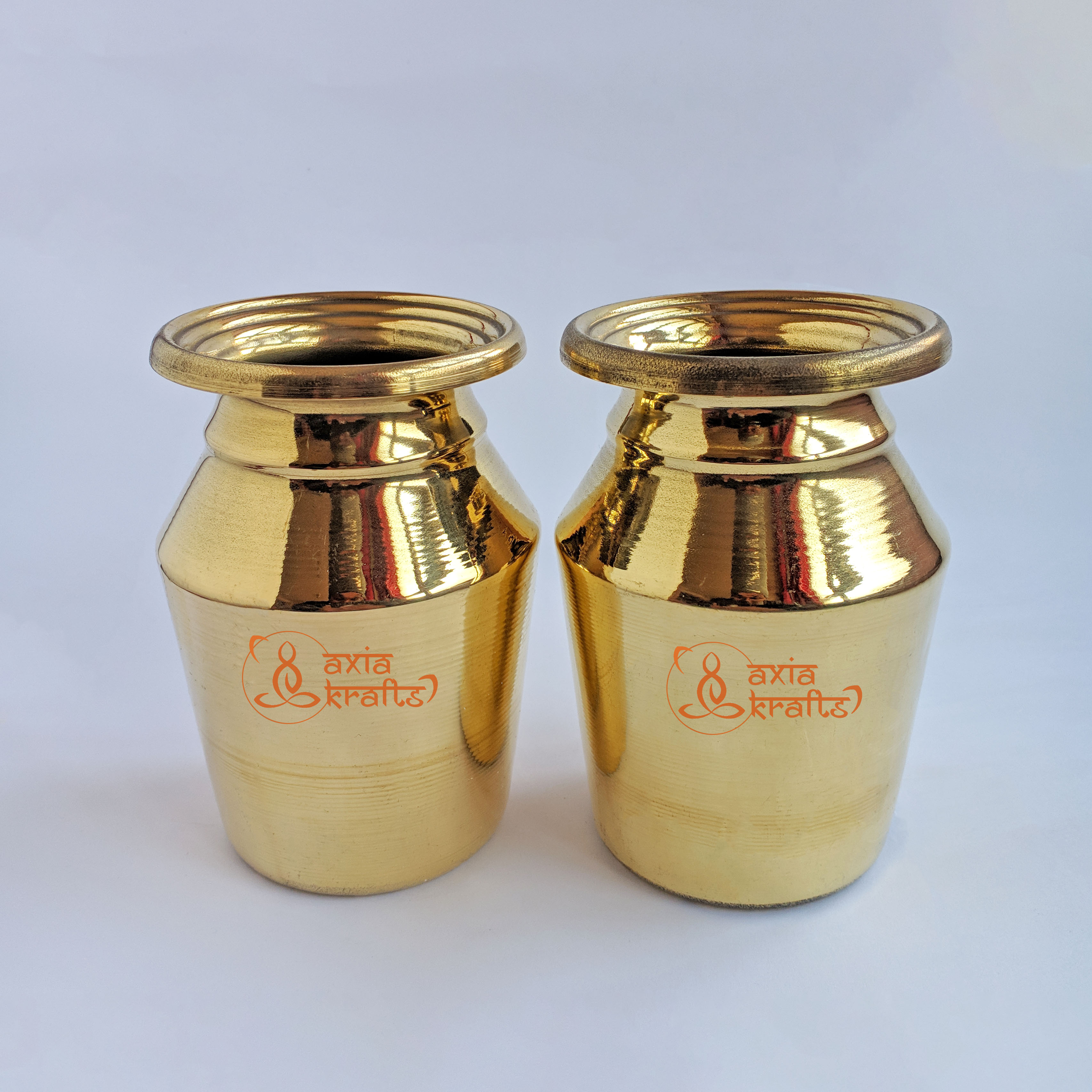 Axia Krafts Pital Ghalcha 4.8 inches Set | Brass Ghalcha | Kalash