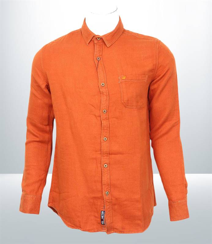 Kilometer Plain Shirt- Indigo For Men (KMQL-009) Orange M