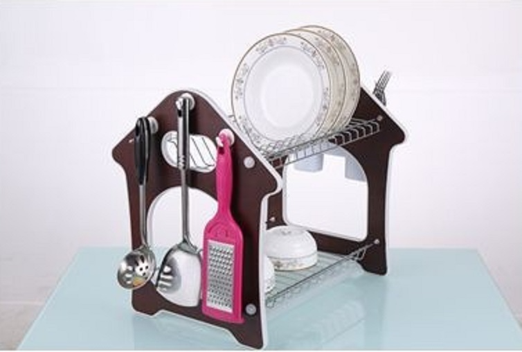 Laughing Buddha - Plate Rack 2 Layer PR-086 Home Basics Wood Panel