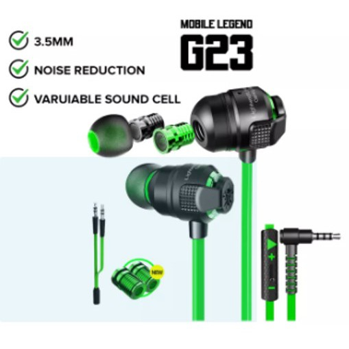 Plextone G23 3.5mm Super Bass Dual Variable Sound Cell for Replace Gaming Earphone with Mic Stereo for Mobile and Pc