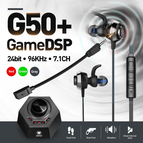 Plextone G50 Super Gaming Earphones Quake Vibration Game Dsp Stereo 24 Bit 96 Khz Pc Headphones with Detachable Long Mic Headset Noise Reduction Compatible with Gaming Pc Mobile