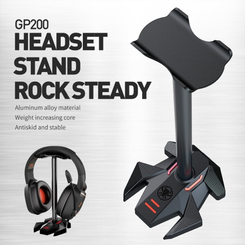 Plextone Headphone Stand Headset Holder Gaming Earphone Stand with Aluminum Supporting Bar Flexible Headrest Abs Solid Base