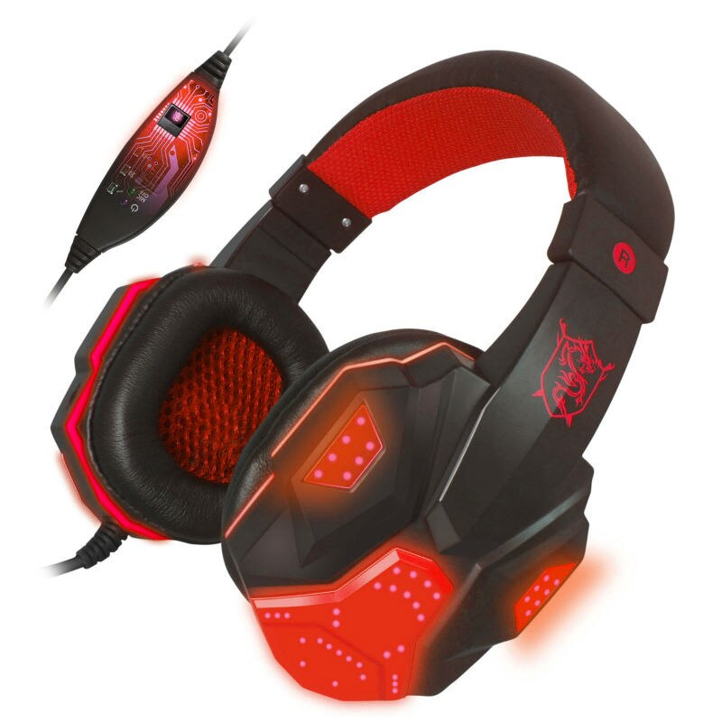 Plextone Pc780 Led Light Noise-Cancelling Game Headset Hd Mic Over-Ear Headphone for Pc Laptop Phone