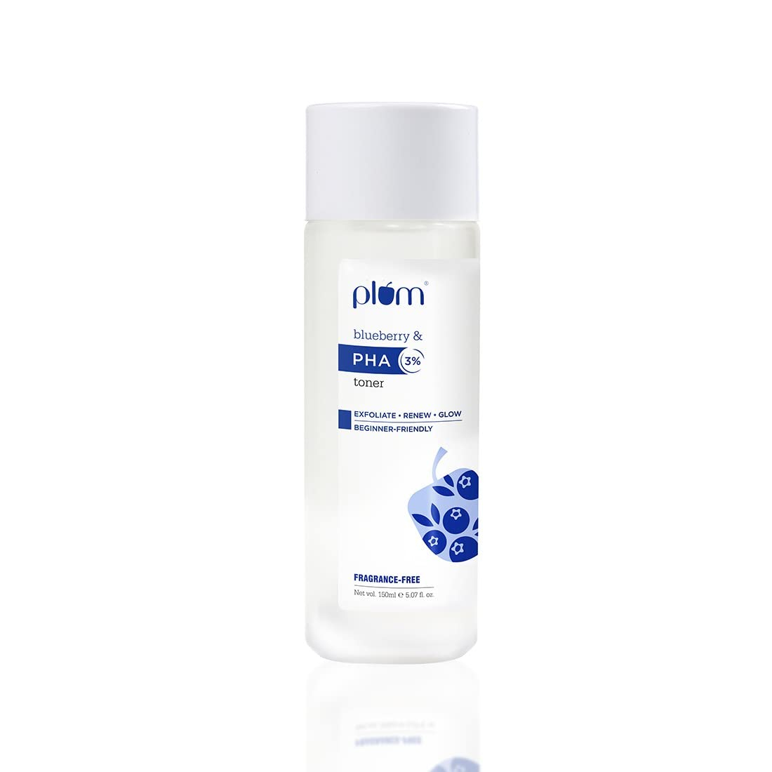 Plum 3% PHA Toner with Blueberry | Clears Breakouts & Acne | Improves Skin Texture | Refines & Tightens Pores | Fragrance-Free | 100% Vegan,Transparent