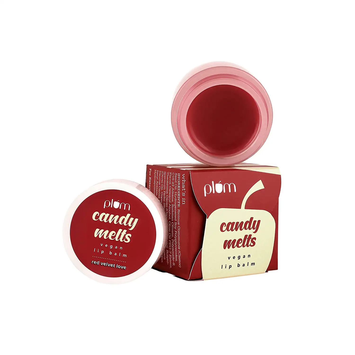 Plum Candy Melts Vegan Lip Balm | Red Velvet Love | With Natural UV Protection | Lip Care | Ultra Moisturization & Added Shine for Lips | 100% Cruelty Free