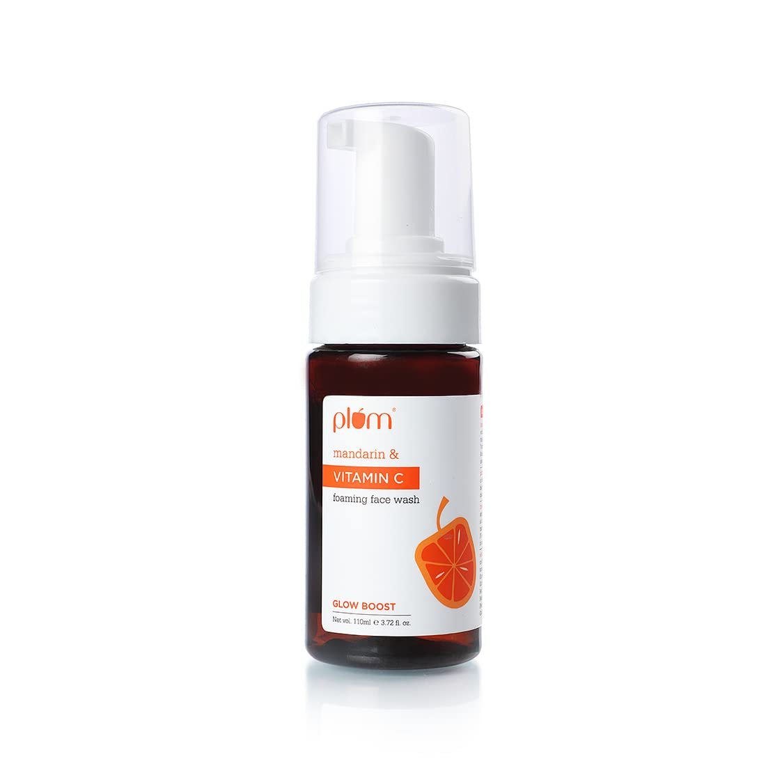 Plum Vitamin C Foaming Face Wash with Mandarin | For Glowing Skin | For Gentle Cleansing | For Hyperpigmentation & Dull Skin | Sulphate-Free | 100% Vegan 110ML, Transparent