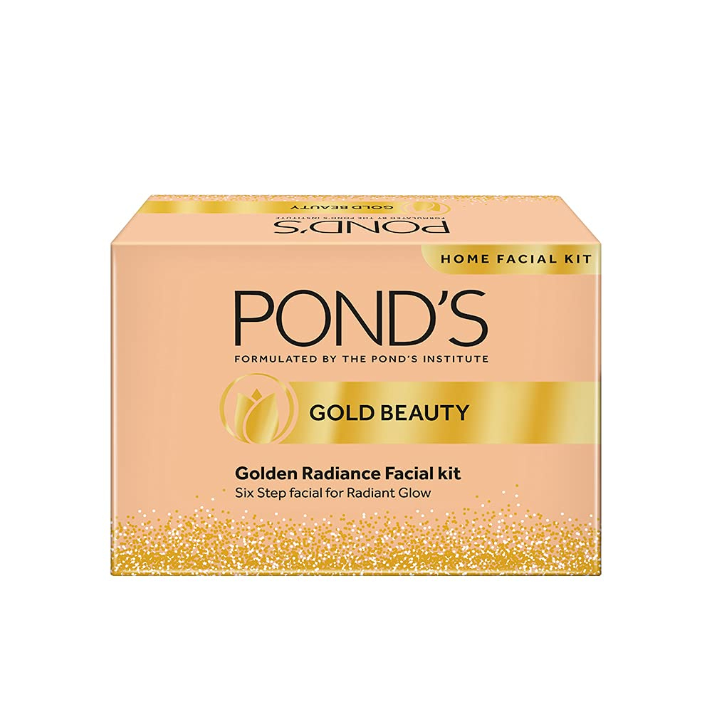 Pond’s Golden Radiance Facial Kit, 24K Pure Gold, Golden Glow At Home, Youthful Glow, Instant Glow, In Just 6 Easy Steps, 80 g