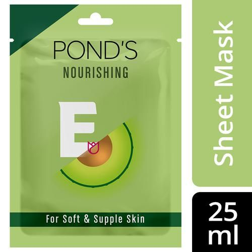 POND'S Vitamin E Nourishing Sheet Mask, With Avocado Extract For Soft & Supple Skin, Paraben Free, Biodegradable Fabric, 25 ml