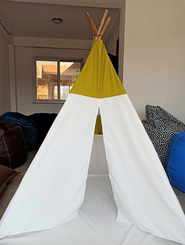 Premium Play Tent For Kids With Wrinkle Fabric And 4 6-Ft Wooden Poles