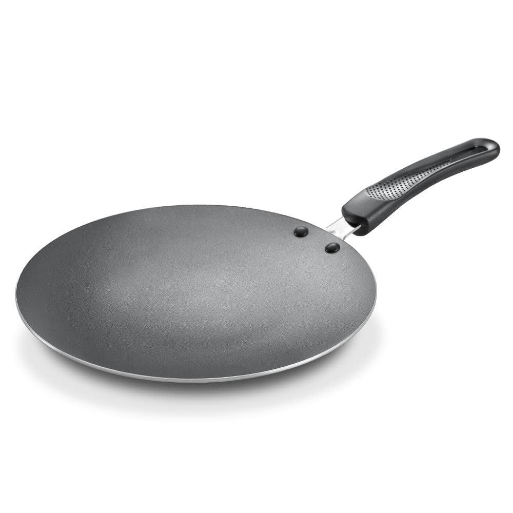 Prestige 30712 Aluminium Omega Select Plus Non-Stick Concave Tawa, 25 cm,Black 