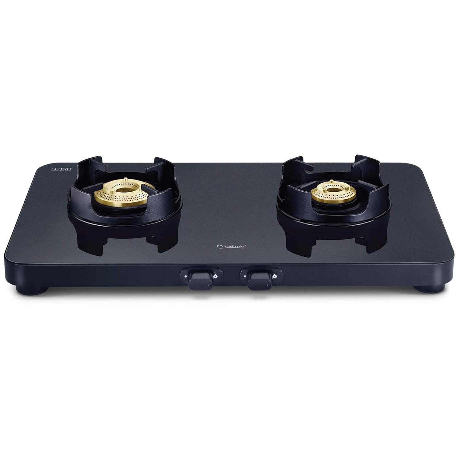 Prestige Gas Stove 40090 PEBS 02 - Edge 2 Burner Gas Stove Black 2 Burner Slim Cooktop Schott Glass