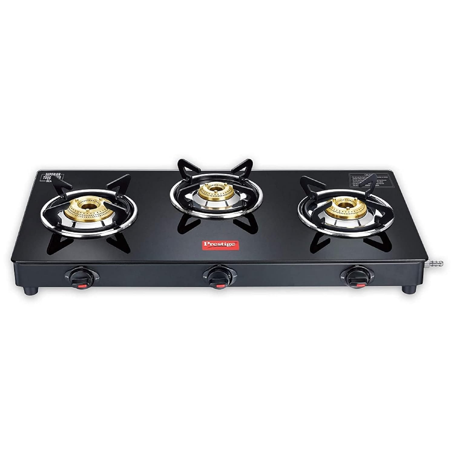 Prestige Gas Stove 3 Burner Glass Top Auto Ignition Black Body - 40207 GTM 03 Auto Ignition Marvel Black Body 2