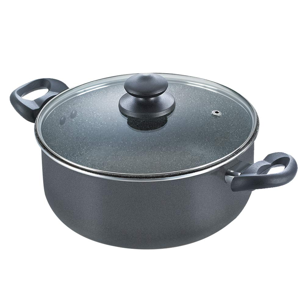 Prestige Non Stick Sauce Pan - 4.25L Omega Deluxe Granite Sauce Pan 240MM Glass Lid 36312