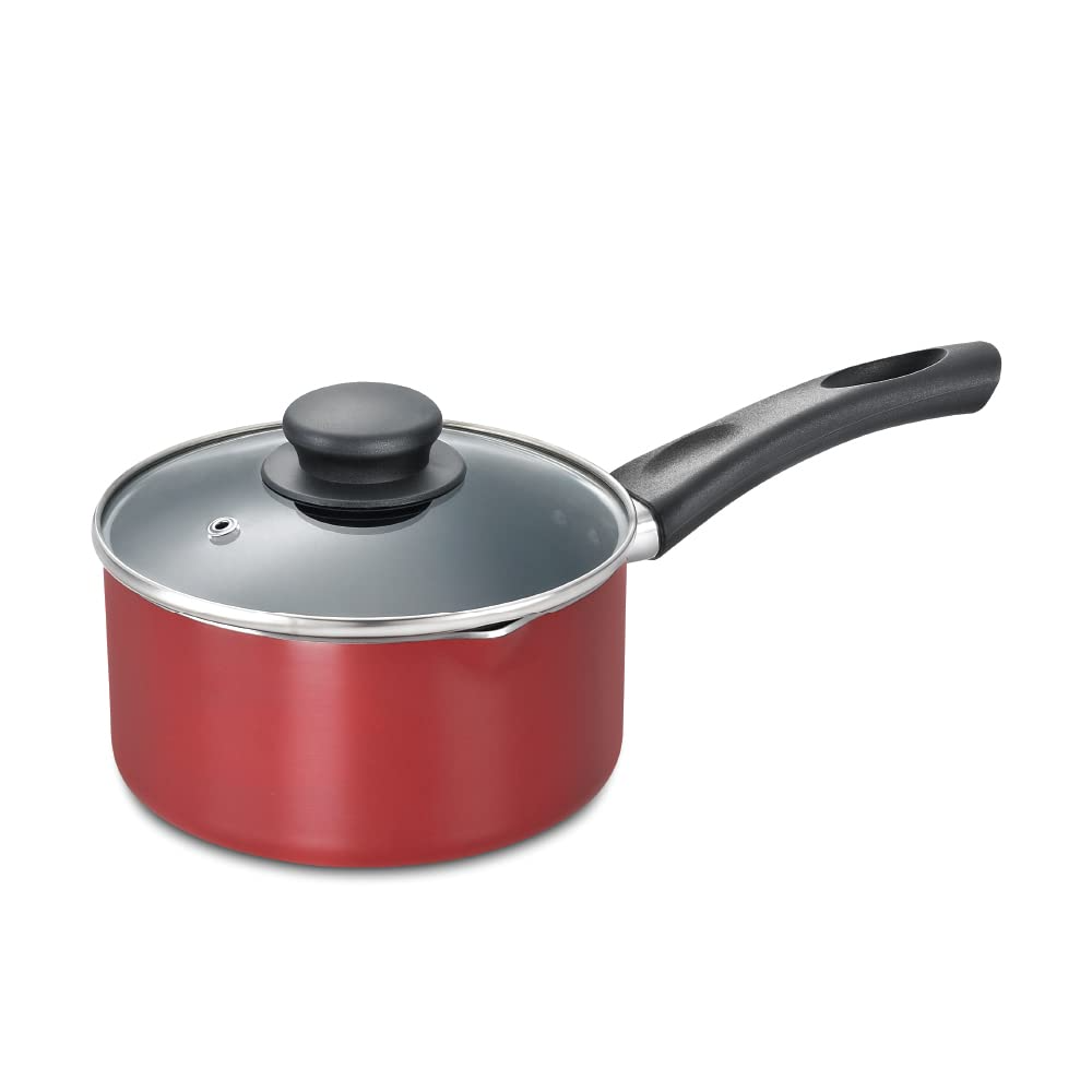Prestige 1.5 LTR Non Stick Milk Pan IB with Glass Lid - 36728 Omega Deluxe Milk Pan 160MM with Glass Lid