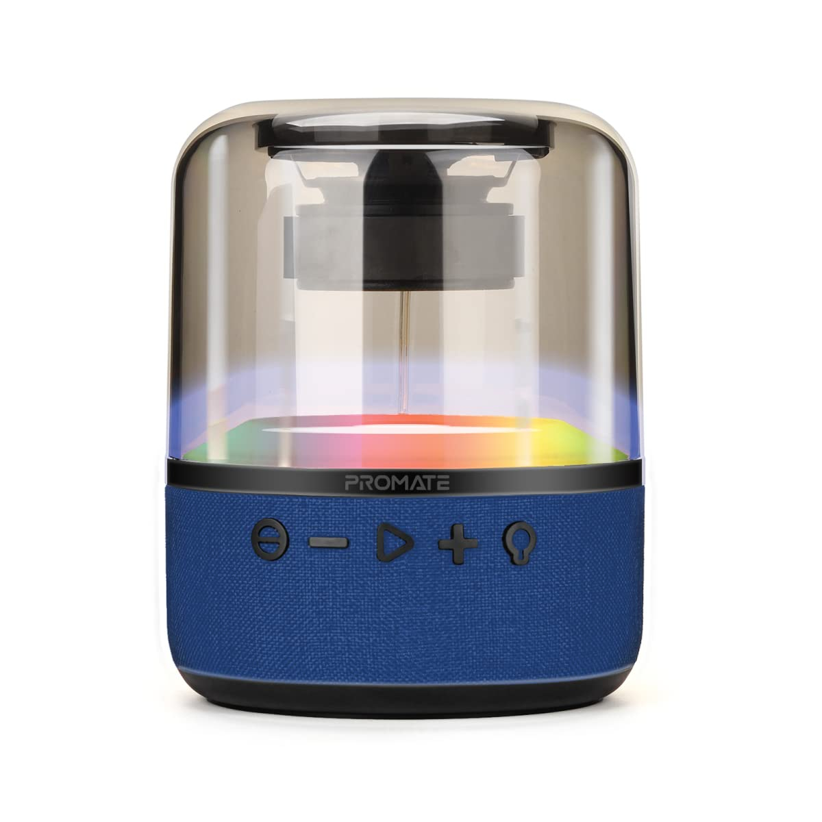 Promate Bluetooth Speaker, Premium 10W True Wireless Portable LED Speaker with 360-Degree HD Sound, Light Show, 6H Playtime, 3.5mm Audio Jack, USB Port and TF Card Slot for iPhone 14 Glitz-L 
