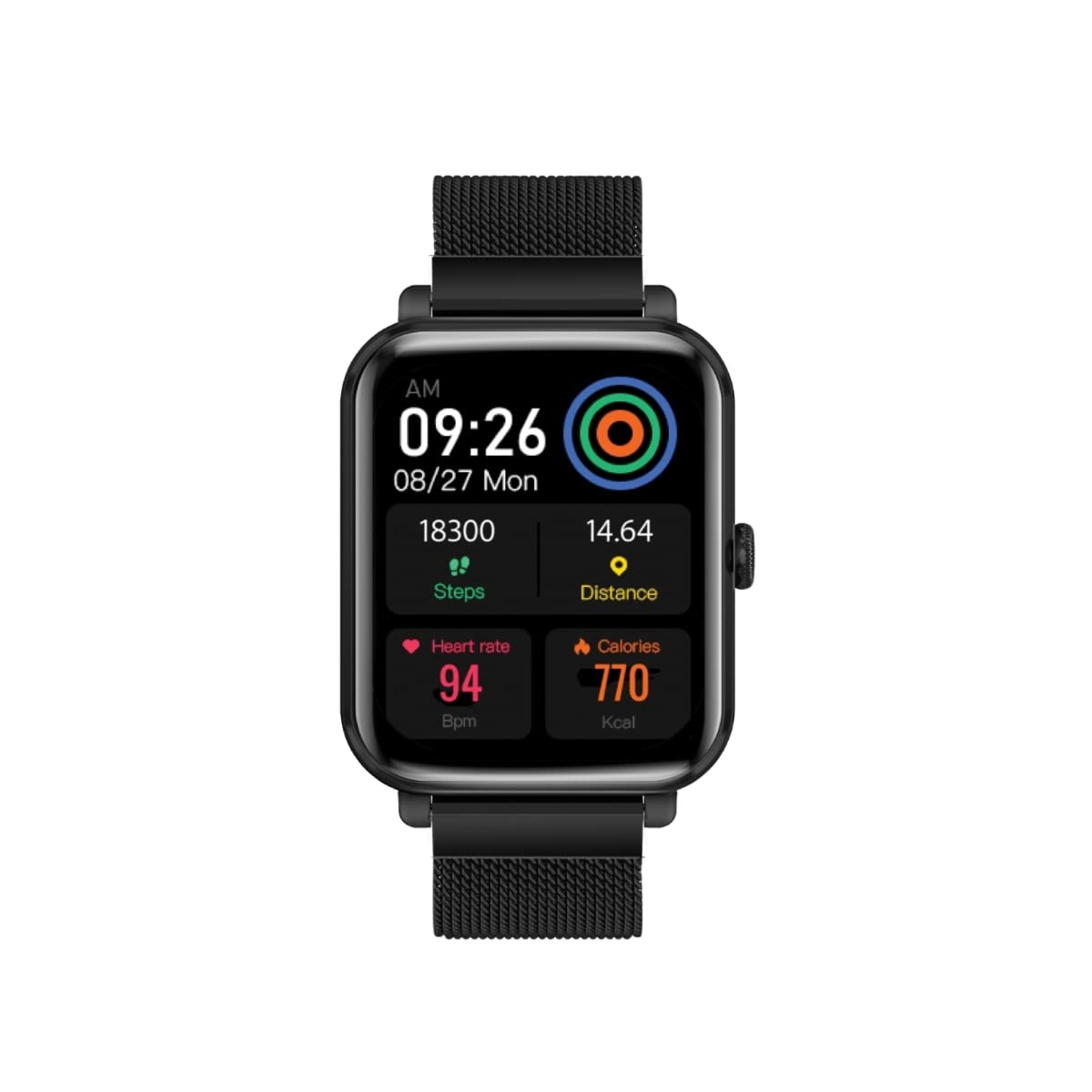Promate ProWatch-M18 Fitness Smart Watch, 1.78” AMOLED Display, 240+ Media Storage, Bluetooth Calling, IP68 Water Resistance | 20 Days Battery Life, 37 Sports Modes, Real-time HR Tracking (Black)