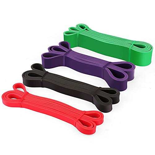 Pull Up Assist Exercise Resistance Loop Heavy Duty Resistance Bands Tube For Home Gym Yoga Workout Body Stretching Power Lifting (Pack Of 4) Set Of 4 Pc Band Colors May Vary