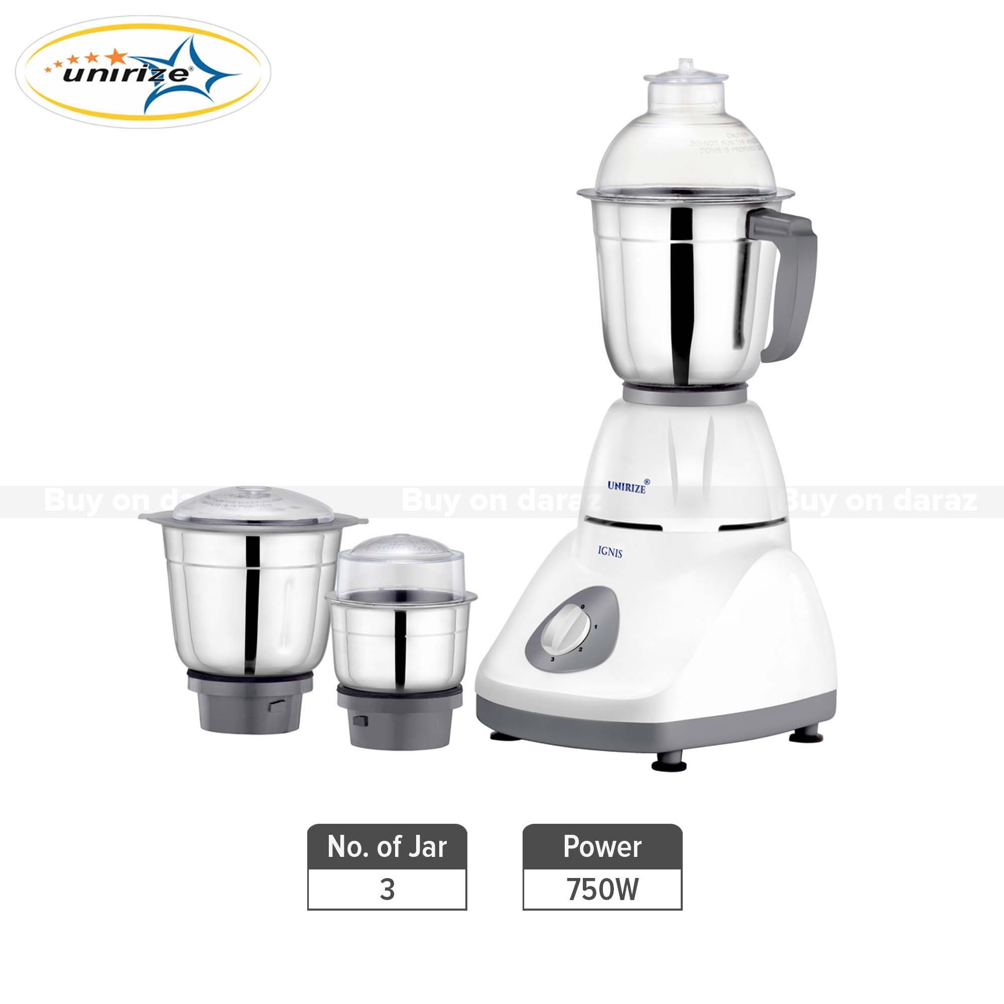 Unirize Ignis Mixer Grinder 750 Watt - 3 Jar