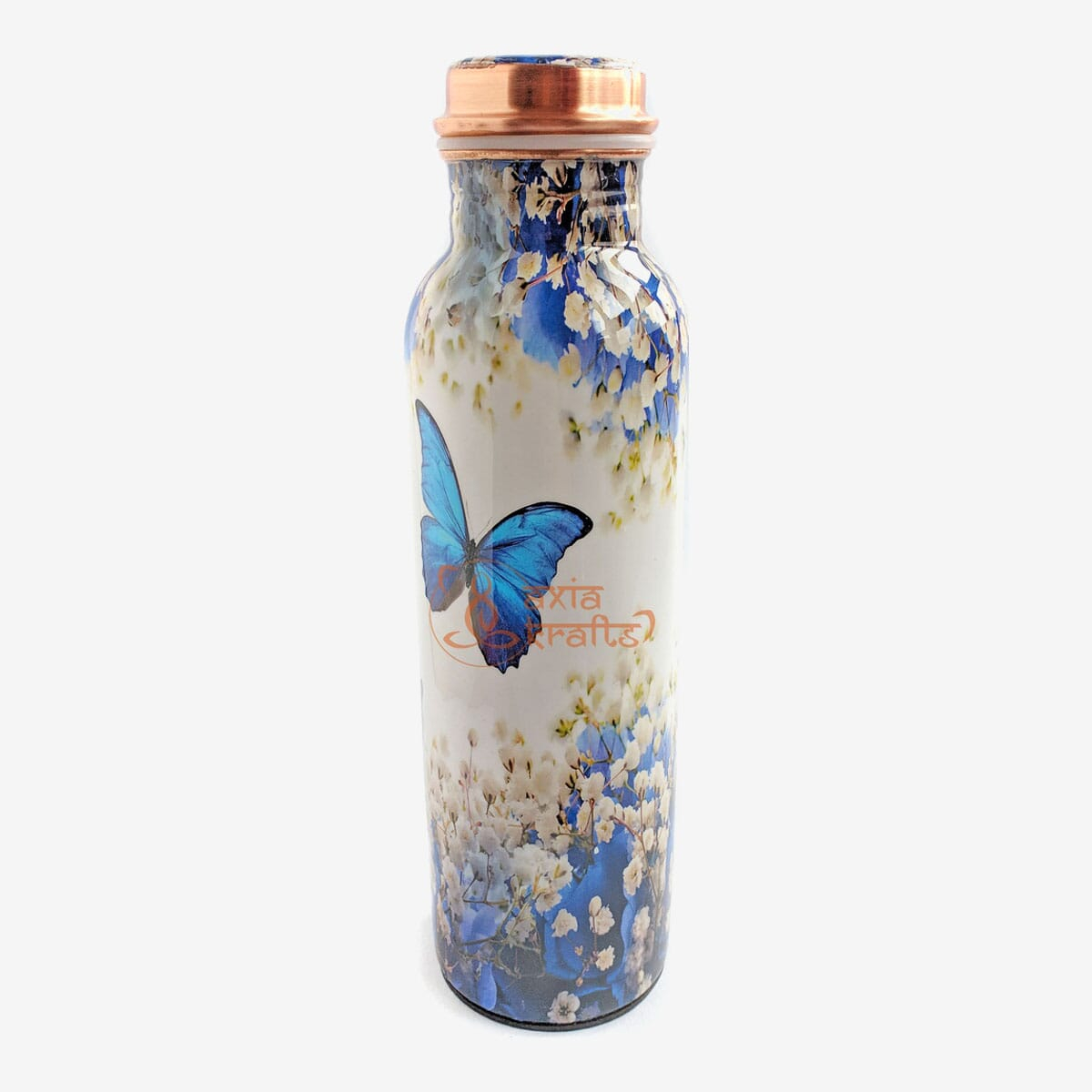 Axia Krafts Pure Copper Bottle 1 Liter Rare Butterfly Blue