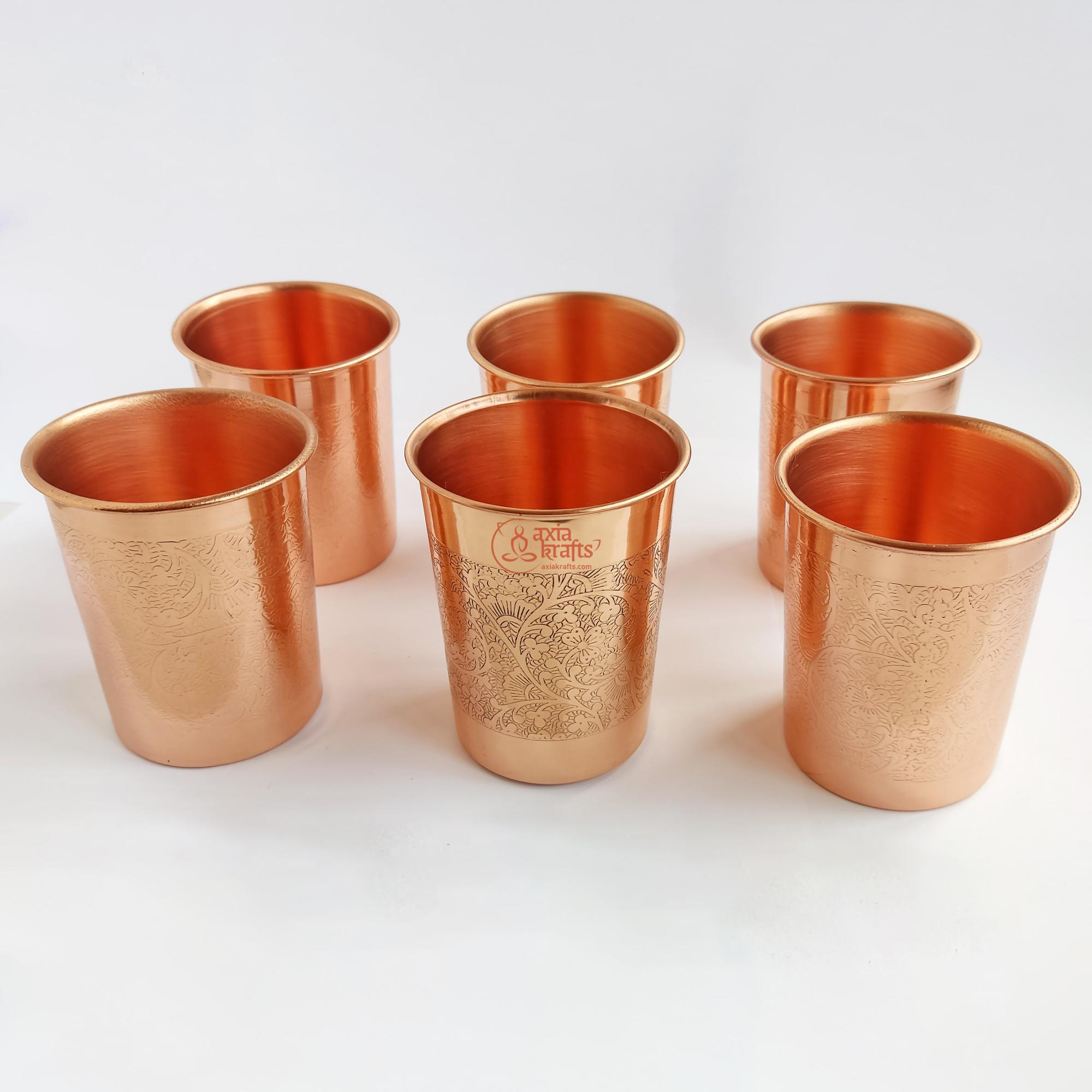 Axia Krafts  Pure Copper Glass (Set of 6) 250 ml 