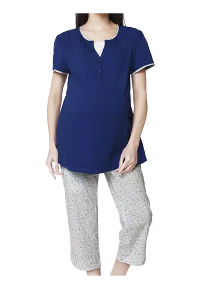 Nine Maternity Pyjama Set In Royal Blue 5359