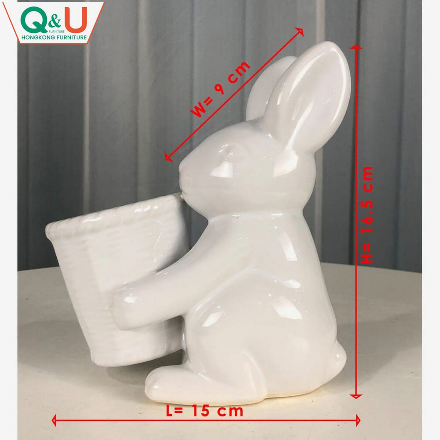 Q&U Furniture DB-0013 - Animal Decorative White Color Short Flower Vase
