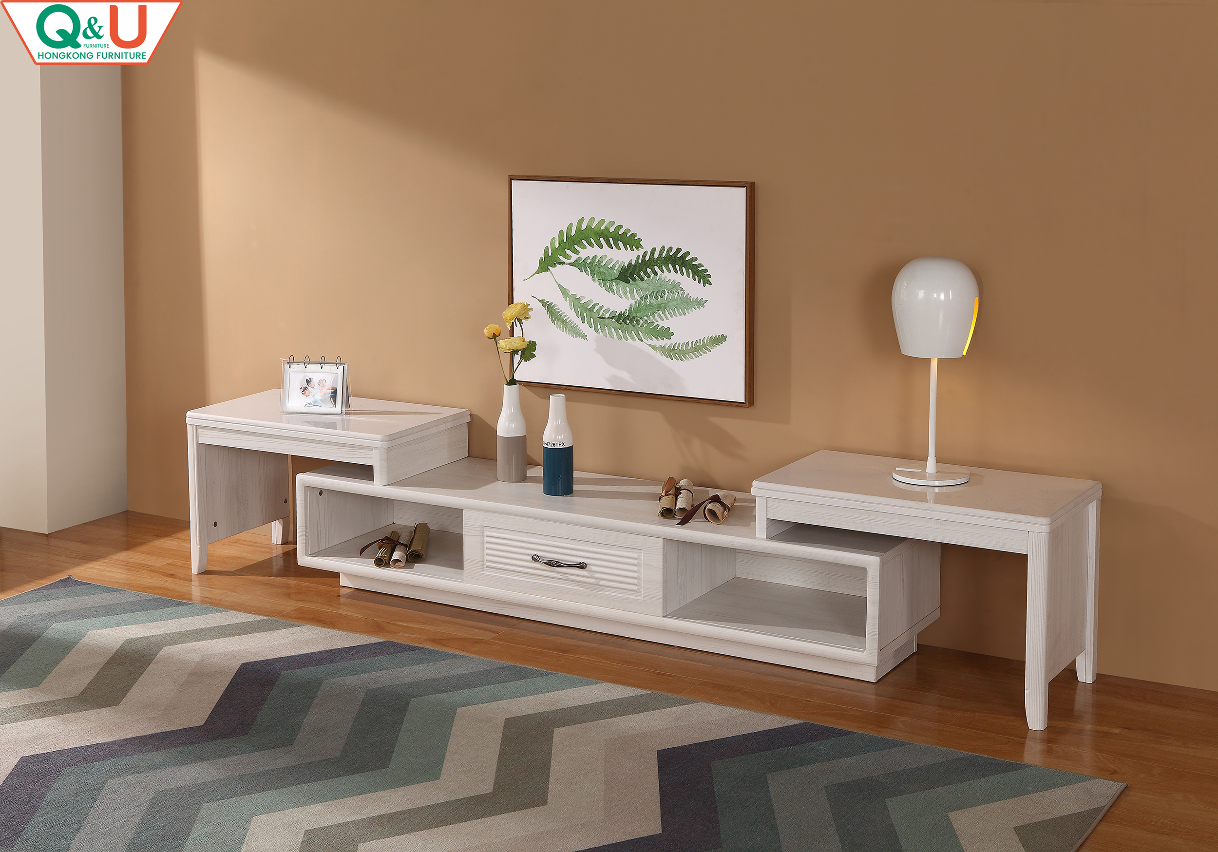 Q&U Furniture - Off-white Classic Design Expandable TV Table - 67532H