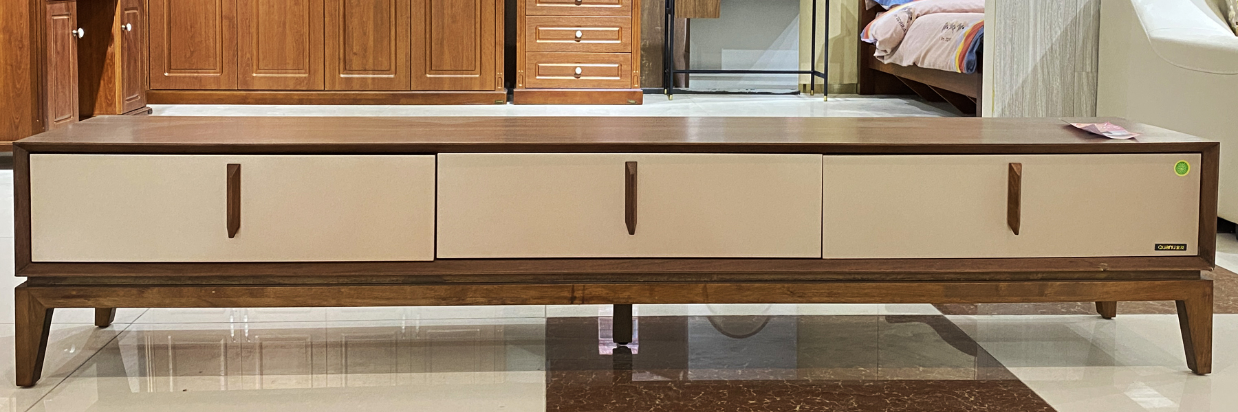 Q&U Furniture Wooden TV Table {L= 6.7feet * B= 1.7feet * H= 1.4feet} 50603A