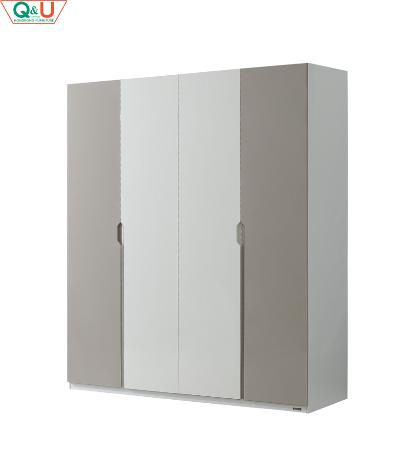 Q&U Furniture - 4 Door Cabinet With Cloth Rail LED Light Mirror Coded Lock {L= 6feet * B= 1.11feet * H= 7feet} - 802602