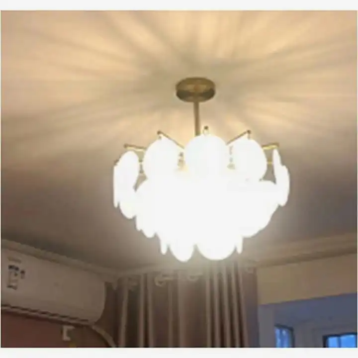 QuanU P-6001-8-7e - LED Pendant Lamp Plating Golden With High Clear Glass Decoration Sheet