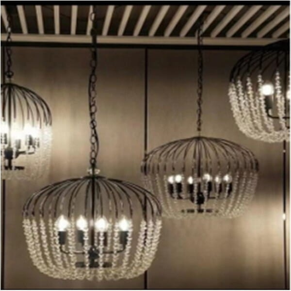 QuanU P-60017-4-7e - Led Pendant Lamp Painting White With Crystal Decoration