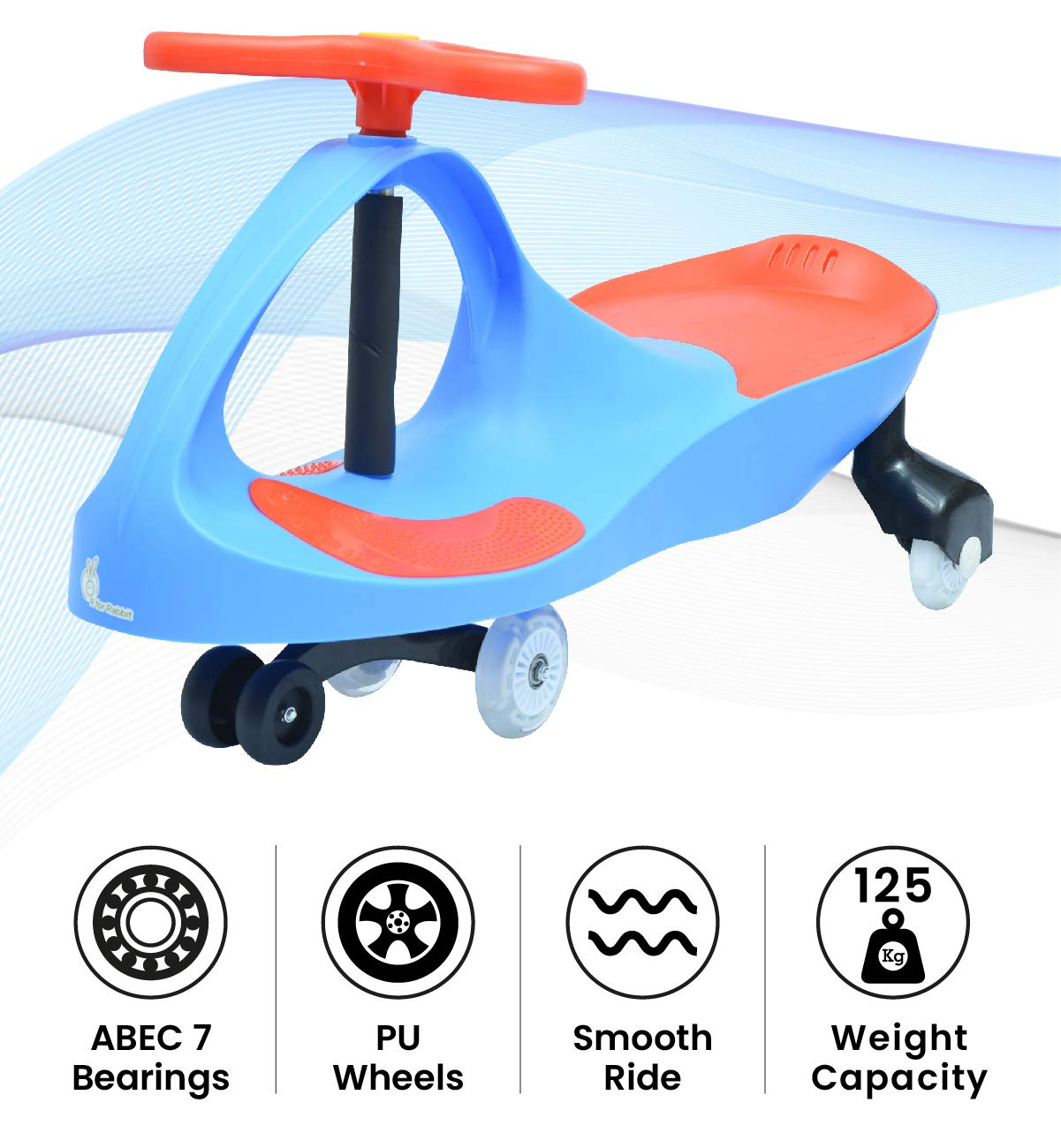 R for Rabbit Iya Iya Magic Swing Car for Kids,Baby Push Ride-on Swing Car ,Baby Twister Ride On Car, Ride-on Magic Toy Car for kids ,Swing Car for Kids of age 3+ Years with Scratch Free PU Wheels, 120 Kgs Weight Capacity-Blue/red