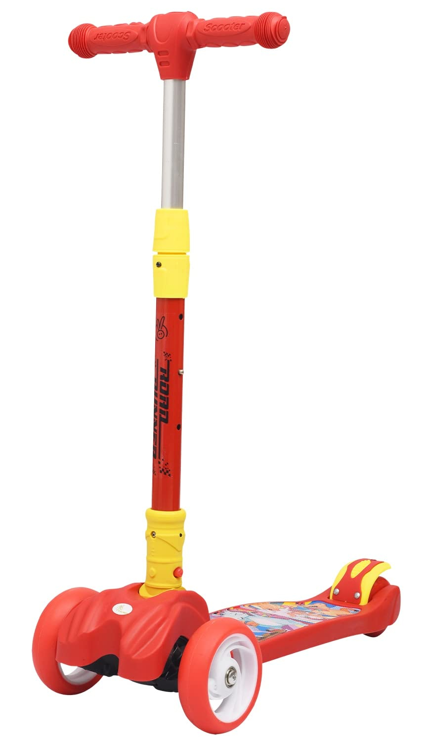 R for Rabbit Road Runner Scooter for Kids of 3+ Year Age, Kids Scooter, Scooter for Kid, 4 Level Height Adjustment-Red