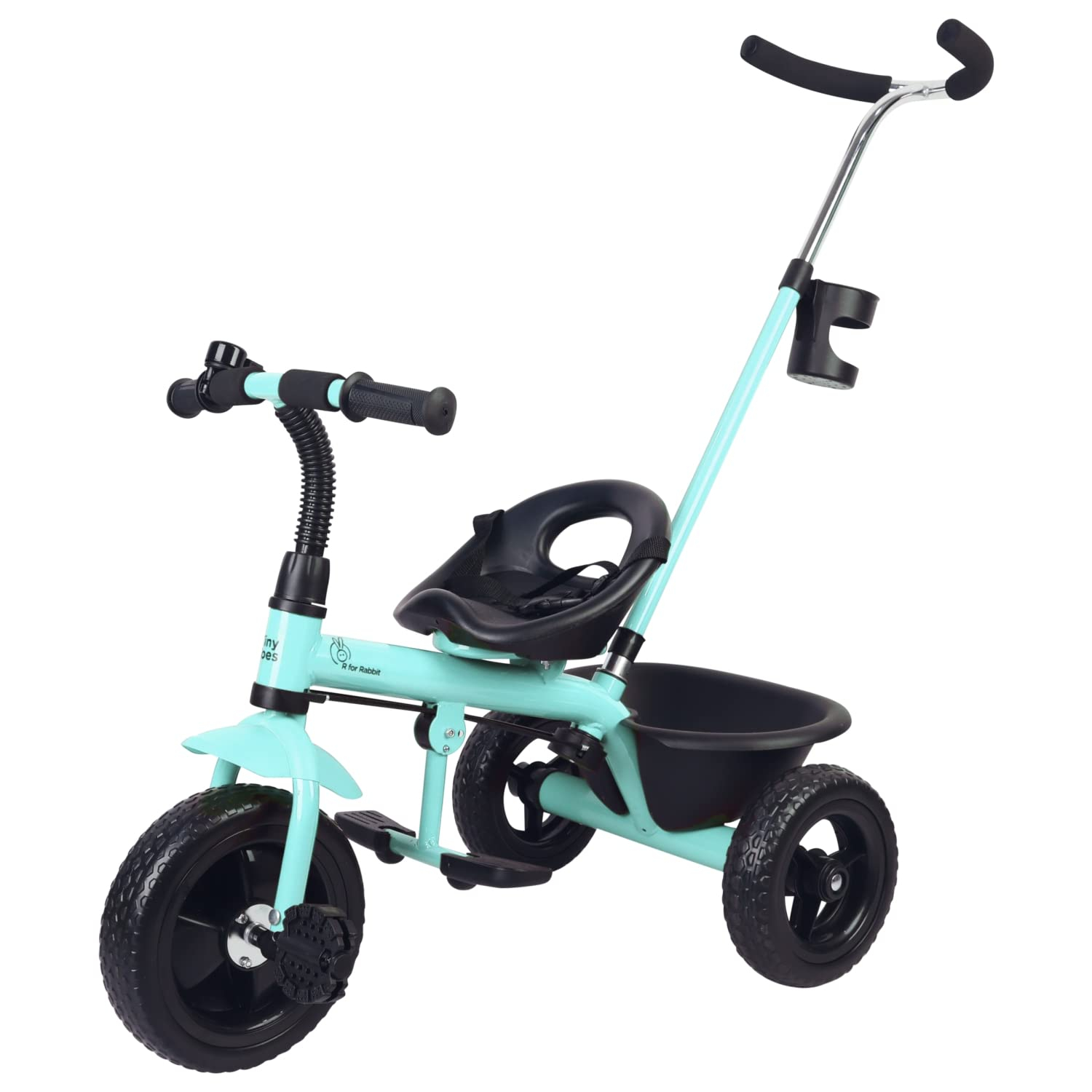 R for Rabbit Tiny Toes Grand Kids Baby Tricycle with Parental Control Handle Cycle for Kid Tricycle for Kids for 1 Years+ Baby Cycle Rubber Wheel with Bottle Container-Lake Blue