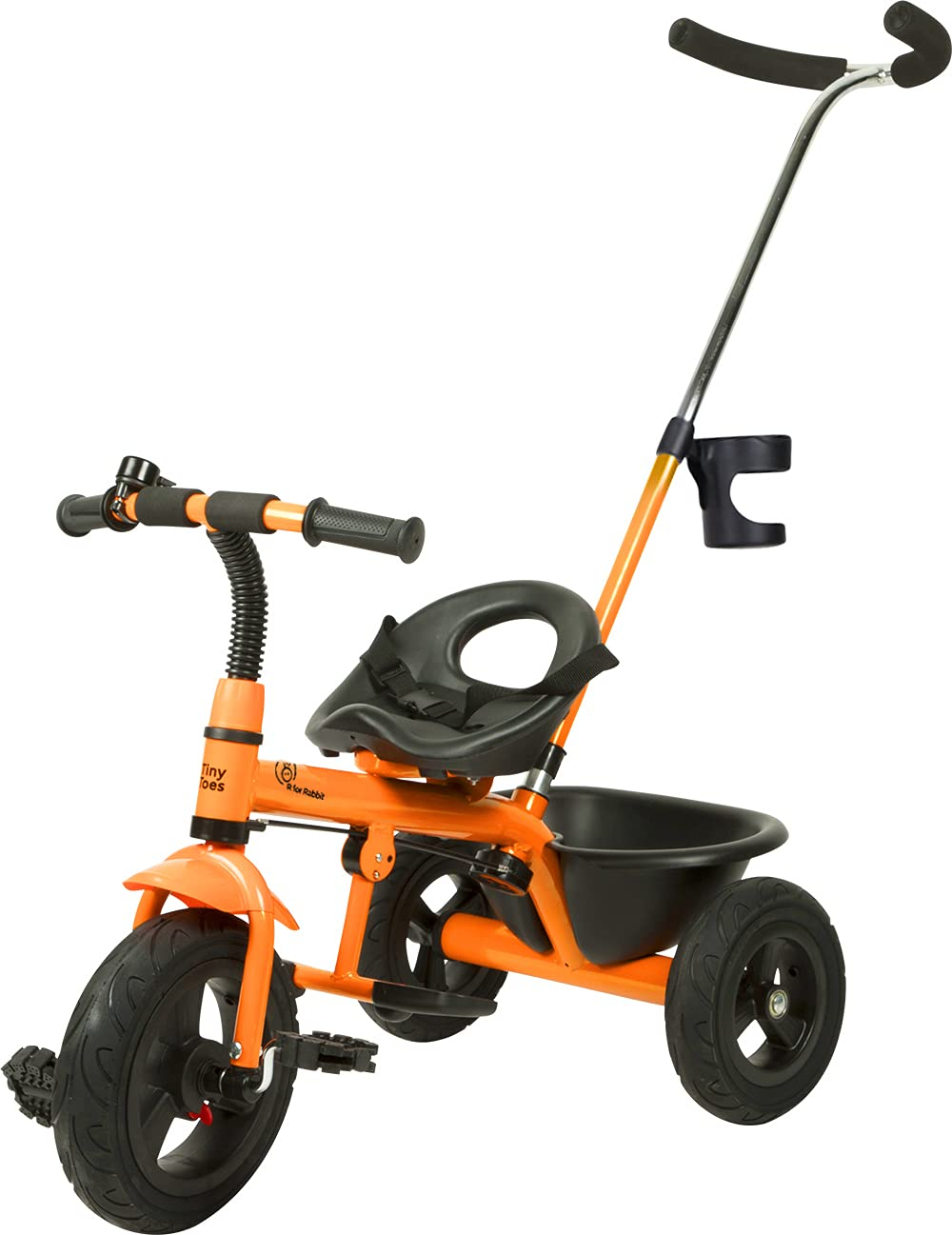 R for Rabbit Tiny Toes Grand Kids Baby Tricycle with Parental Control Handle Cycle for Kid Tricycle for Kids for 1 Years+ Baby Cycle Rubber Wheel with Bottle Container-Orange