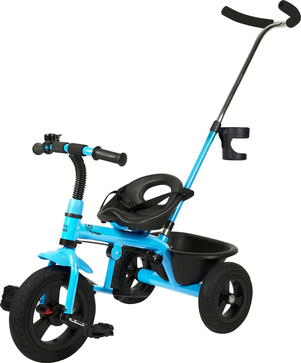 R for Rabbit Tiny Toes Grand Kids Baby Tricycle with Parental Control Handle Cycle for Kid Tricycle for Kids for 1 Years+ Baby Cycle Rubber Wheel with Bottle Container-Blue