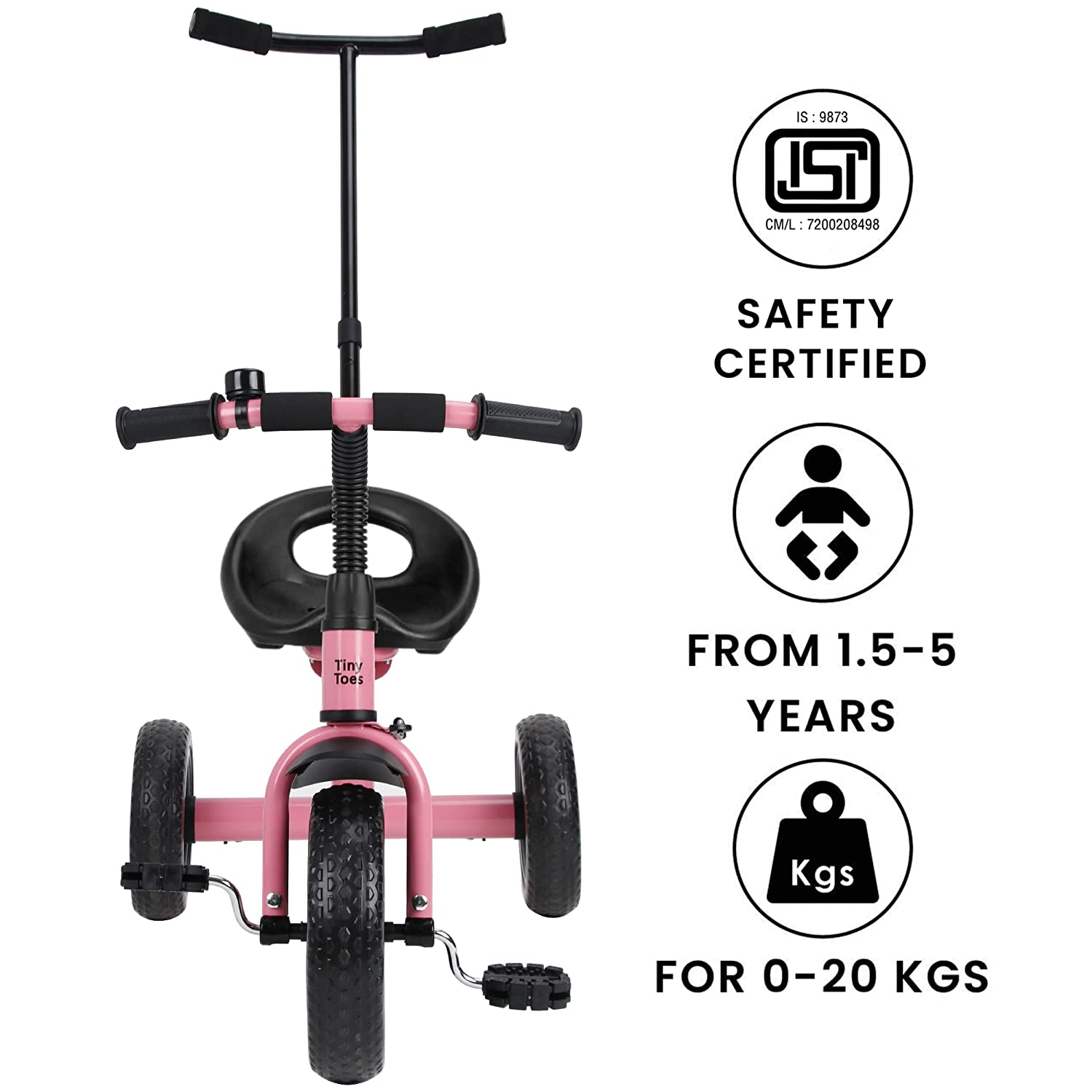 R for Rabbit Tiny Toes Lite Kids|Baby Cycle|Tricycle for Kids for 1.5 yrs to 2,3,4,5 Years with Parental Control Handle-Pink