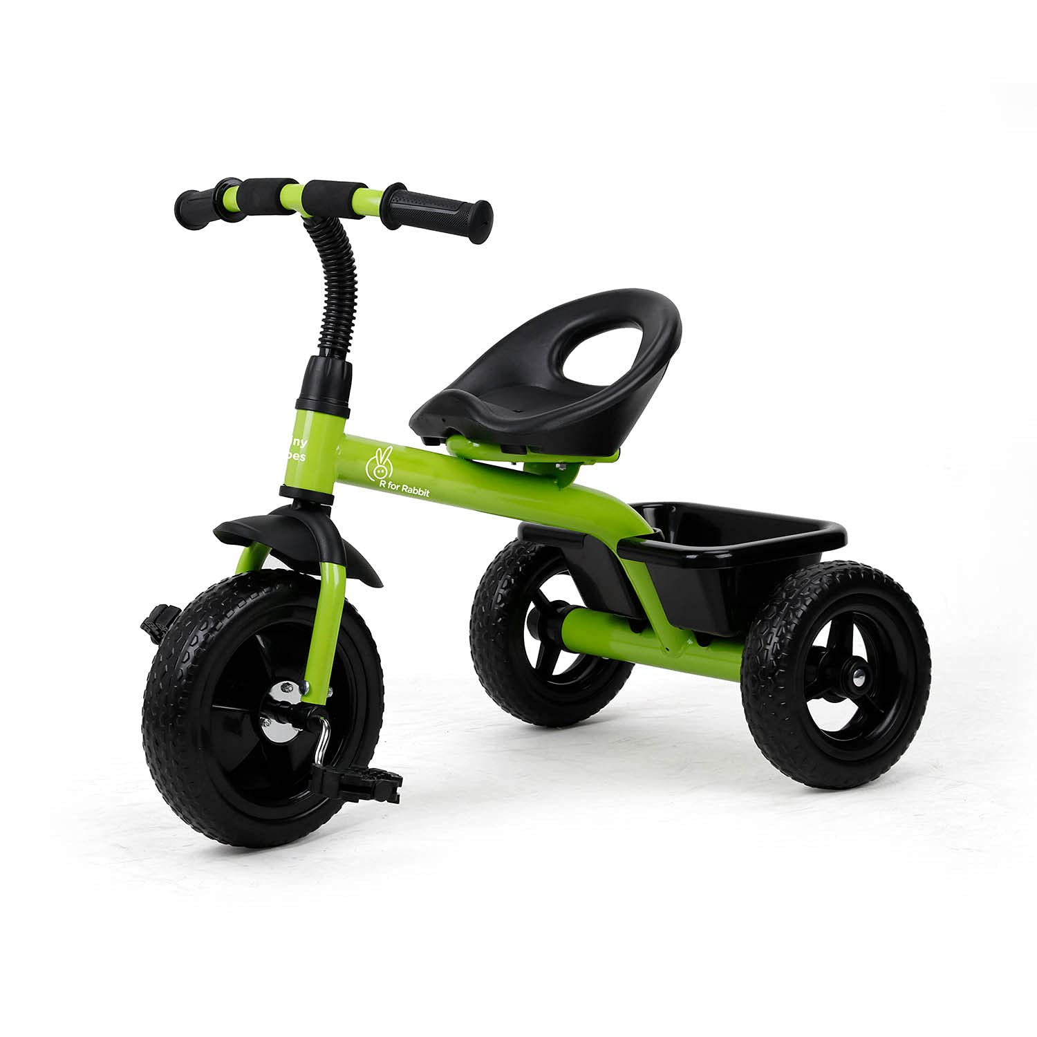 R for Rabbit Tiny Toes Tricycle for Kids of 1.5 to 5 Years with Storage Basket, Bell and Seat Belt -Green