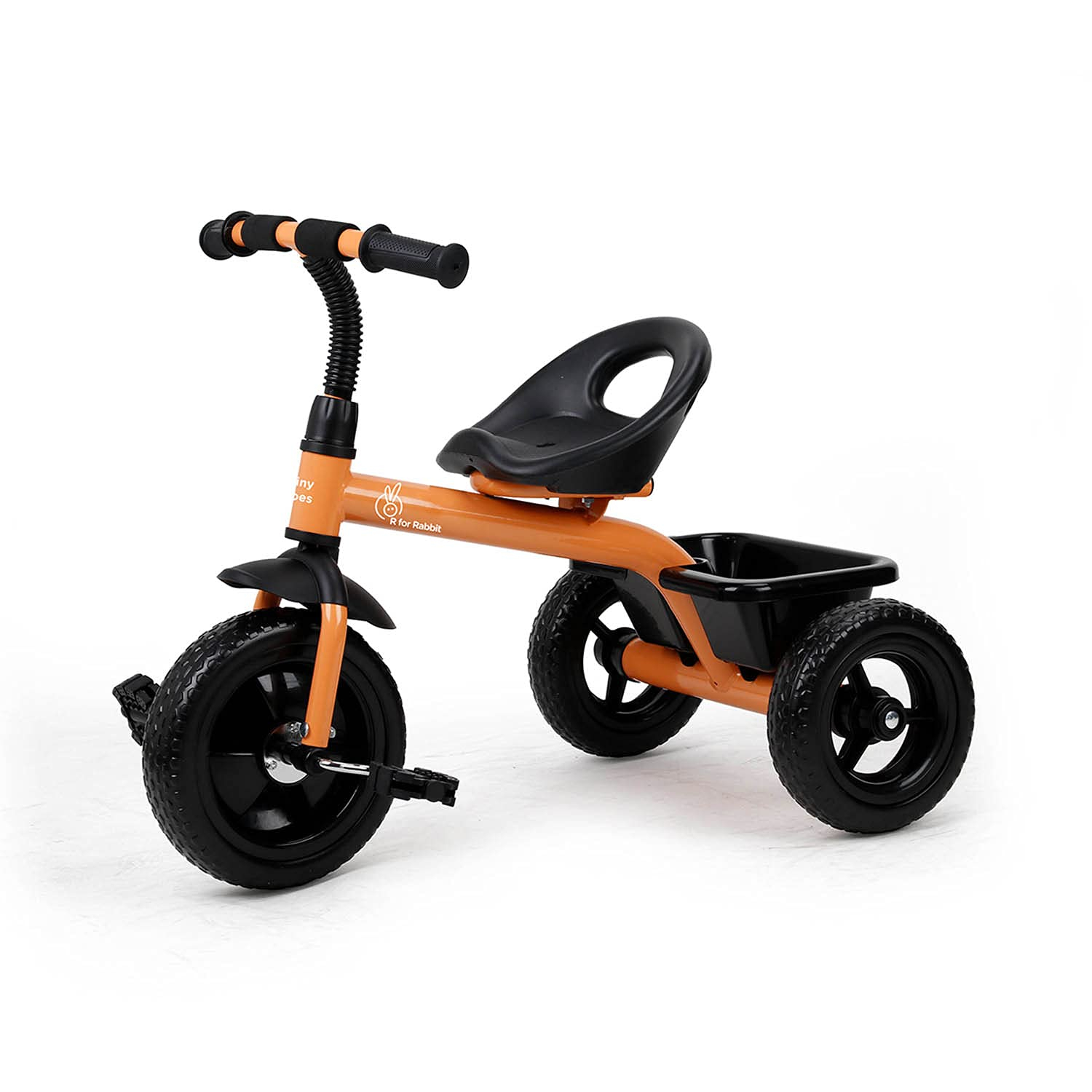 R for Rabbit Tiny Toes Tricycle for Kids of 1.5 to 5 Years with Storage Basket, Bell and Seat Belt -Orange